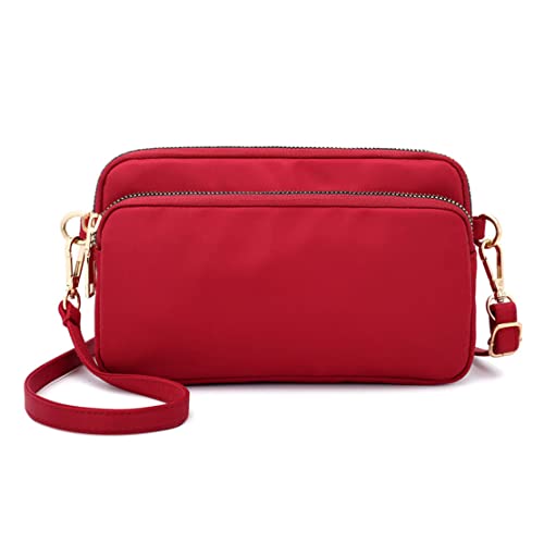 Imagen de NAOYQ Mensajero Crossbody Bag Bolsos Bandolera para Mujer de nailon Bolso de Hombro Pequeño Bolso de Teléfono Móvil para Mujer con múltiples bolsillos Bolso Cruzado Rojo
