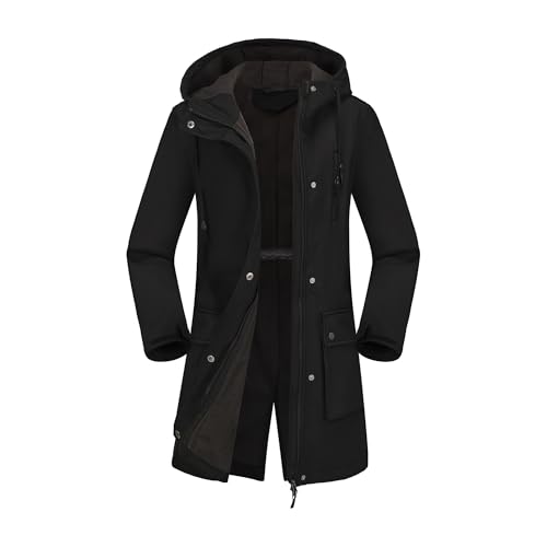 Legou Chaqueta cortavientos con capucha para mujer con múltiples bolsillos, Negro, M
