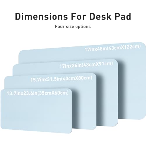 Aothia Leather Desk Pad Protector, Mouse Pad, Office Mat, Non-Slip PU Leather Blotter, Laptop Pad, Waterproof Writing Pad for Office and Home (31.5" x 15.7", Baby Blue)