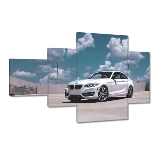 Décoration murale voiture blanche tableau sur toile 130 x 80