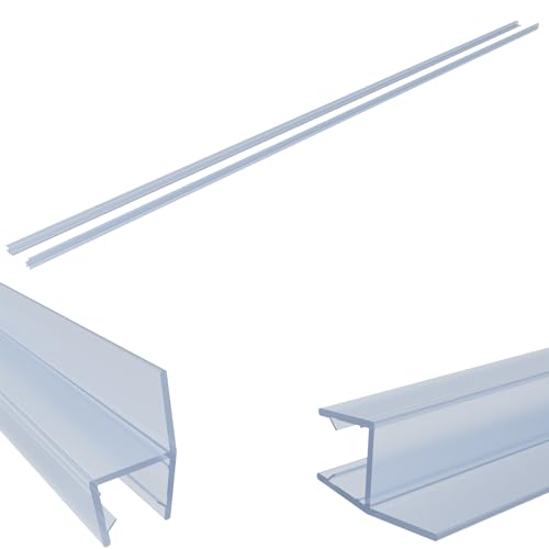 Viivppai 2 Packs Frameless Pivot Shower Door Side Seal Strip for 3/8 Inch (10mm) Glass 80 Inches Vertical Polycarbonate H-Jamb 180 Degree 80 Long (2 Seals for 3/8 Glass Pivot Door)