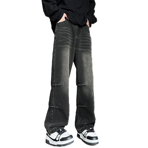 HBER Mens Loose Fit Jeans Elastic Waist Wide Leg Baggy Jean Y2K Denim Pants Relax Fit Trousers Streetwear for Teen Boys
