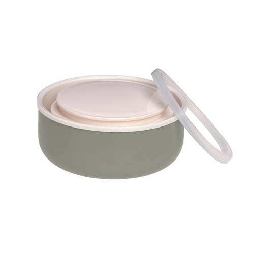LÄSSIG Baby Kinder Thermo Warmhaltebox Brei Snacks auslaufsicher Edelstahl 350 ml/Food Jar Happy Prints light olive – Ansicht 3