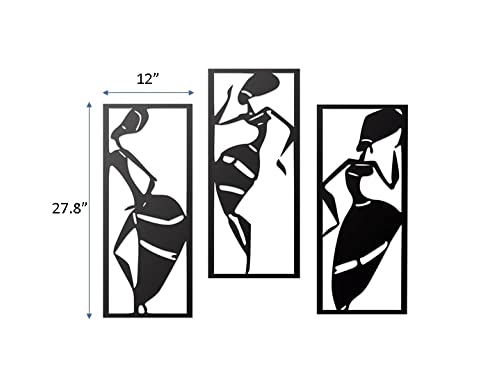 Image of METSY Stylish Metal Tribal Women Wall Art Black for Home | Bedroom | Office | Hallways etc | Metal Wall Art | Wall Decor Items for Decoration | Classic Wall Art (Style 03)