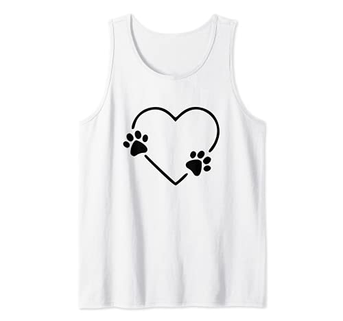 Dog Heart Dog Paw Dog Mom Dog Mama Tank Top, White, S