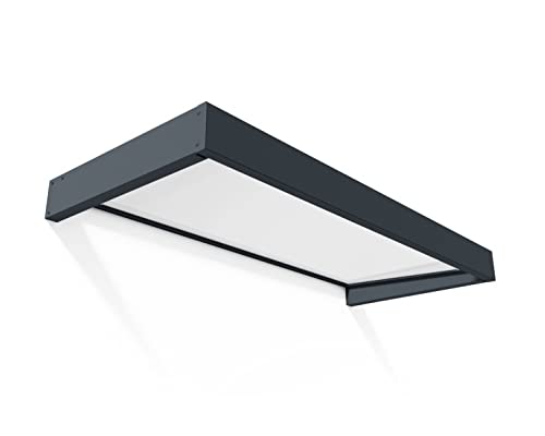 Canopia by Palram Auvent de Porte d'entrée Sophia 95x215cm Marquise de Porte, Protection Contre la Pluie et Le Soleil pour Maison, Grise Blanc Translucide