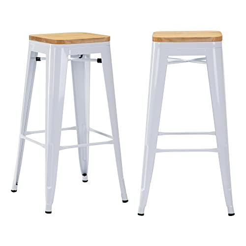 DUHOME Tabouret de Bar Industriel Chaise Salle à Manger Scandinavie Tabouret Empilables Lot de 2 Siège Bistrot Cadre en Métal pour Cuisine Restaurants,...
