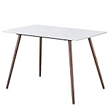 FurnitureR Mesa Rectangular de 110 cm Mesa Rectangular Blanca Mesa de Oficina de Madera recreativa Comedor de Cocina, Mesa Blanca, Patas de Madera Haya marrón, 110x70cm