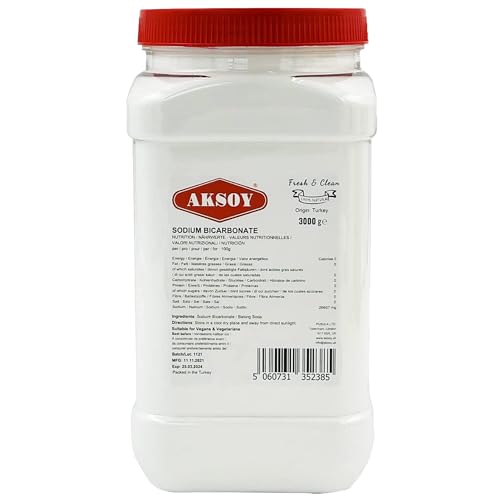 Aksoy Baking Soda 3KG JAR PACK | Pure Sodium Bicarbonate Powder with Highest Purity Food Grade Multi-Purpose Use for Cooking Baking Cleaning Odor Removal and More...