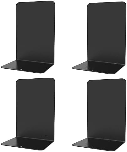 Book Ends, Bookends, Book Ends for Shelves, Bookends for Shelves, Bookend, Book Ends for Heavy Books Metal Bookend for Shelves, Book Holder for Office Bookends Home, Library Bookend(4 Pcs, Large)
