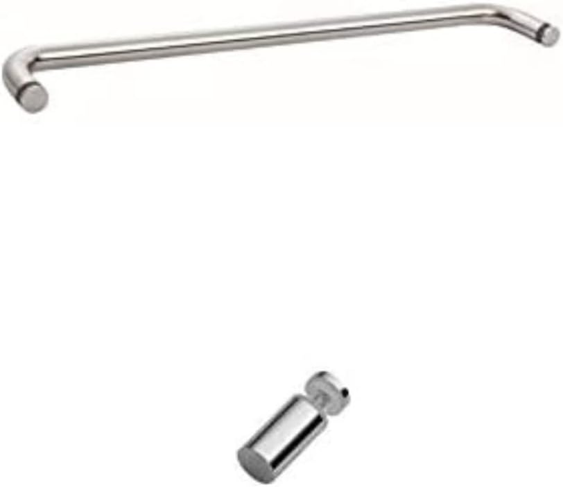 Rockwell Security 24" Mont Hard Single Side Shower Door Towel Bar with Single Side Shower Door Knob in Chrome Finish for Frameless Heavy Glass Shower Doors