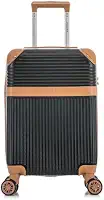 Mala de Viagem de Bordo Kabri 10kg Rígida ABS Padrão ANAC com 4 Rodas duplas 360º e Trava de segredo numérico, divisória interna com zíper e elástico de fixação, Preto, Santino - ABEV408P01