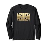 Cool Union Jack British Flag U.K. Silhouette Graphic Long Sleeve T-Shirt