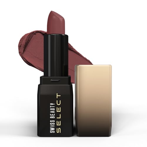 Image of Swiss Beauty Select Dare To Matte Creamy Lipstick | with Velvety matte finish | Long Lasting Stay | with Vitamin E | Shade- Toasted Brown, 3.8g |