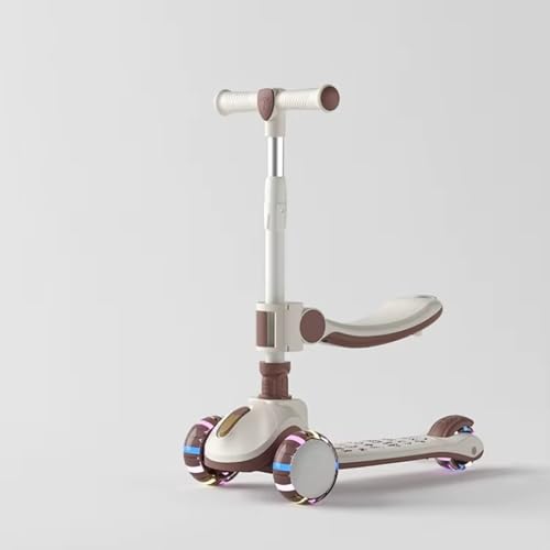 Image of CloudGlide 2-in-1 Kids Scooter - Minimalist Edition | Seat + Standing Mode |PU Flashing LED Wheels | Ideal for 3-12 Years Old Boys & Girls.(KS-267-Brown).