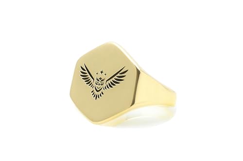 Bague oiseau gravé or 14k le cadeau hexagonal idéal pour elle