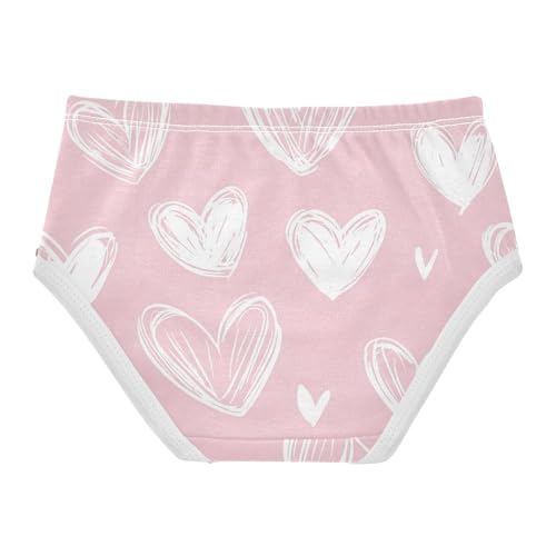 Artistic Toddler Girls Underwear 2t Cotton Girl Panties Cute Cute Doodle Hearts White Pink Kids Briefs Undies2