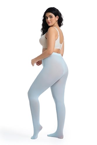 Image of Frola Plus Size Tights for Women Semi Opaque Control Top High Waist Stockings 60 Denier Women's Pantyhose 2X 3X 4X 5X