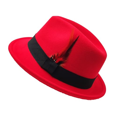 Image of Unisex Trilby Hats Classic Fedora Hats for Women Men Dress Hats Felt Short Brim Fedoras Hat Panama Hat with Band