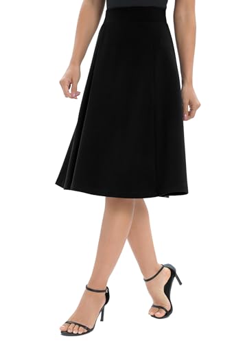 Urban CoCo Women's A-Line Elastic High Waist Flare Work Midi Knee Length Stretchy Skirt4