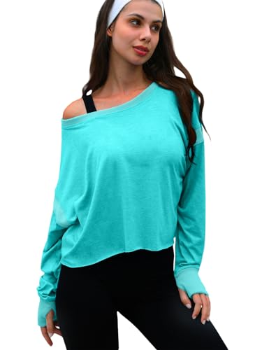 Image of UNIANKIYA Open Back Workout Tops for Women Long Sleeve Cropped Athletic Clothes Gym Running Yoga Low Impact Sports T Shirts