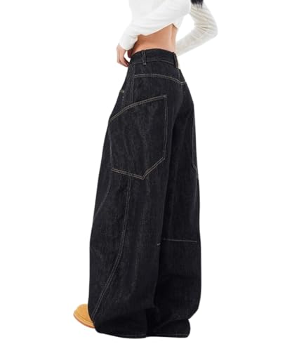 Lafaguw Baggy Jeans for Woman Men High Waisted Barrel Leg Jeans Casual Loose Denim Pants Streetwear Clothes