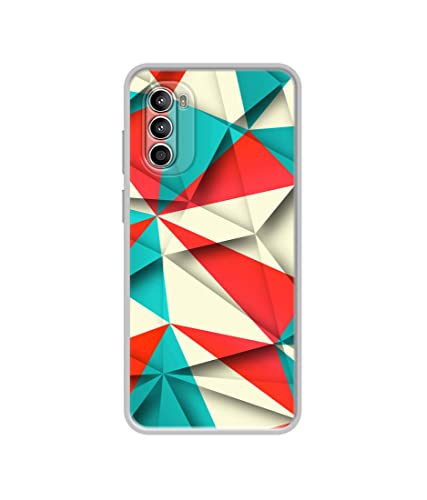 Image of Red Blue White Pattern Design Printed Silicon Soft TPU Back Case Cover for Motorola Moto G52 4G / Moto G82 5G