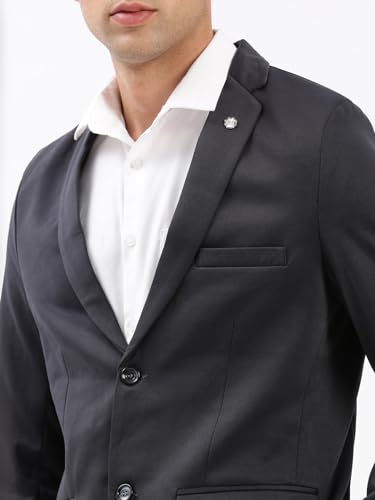 Image of SHOWOFFFF Men Solid Single Breasted Casual Blazer | Notched Lapel Full Sleeves Cotton Blazer for Mens | Slim Fit Regular Length Blazer for Men's