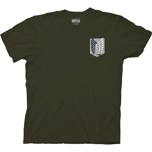 Ripple Junction Attack on Titan Men's Short Sleeve T-Shirt Front & Back Graphic Survey Corps Emblem Officially Licensed