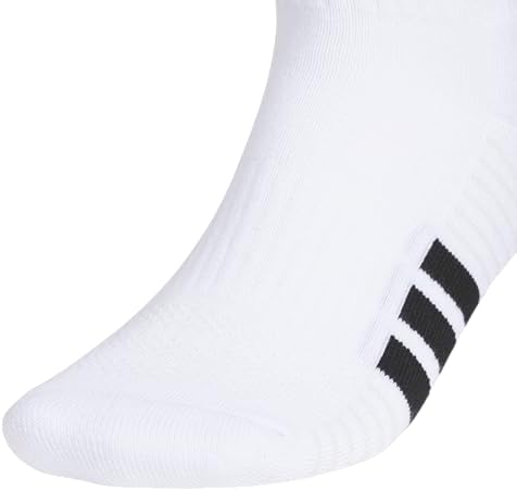adidas Men's Cushioned Quarter Ankle Socks (3 Pairs) Durable & Comfortable, White/Black/Clear Grey/4, Large - 4