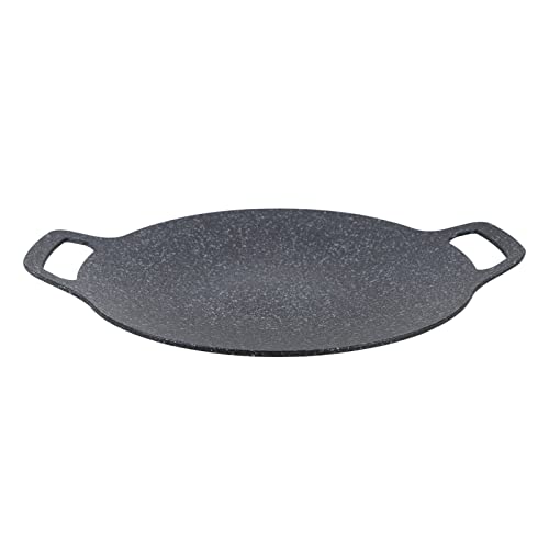 Shanrya Korean BBQ Grill, Korean Aluminium BBQ Grill Pan, Balanced Heating, Medical Stone Coating for Camping (34 cm)