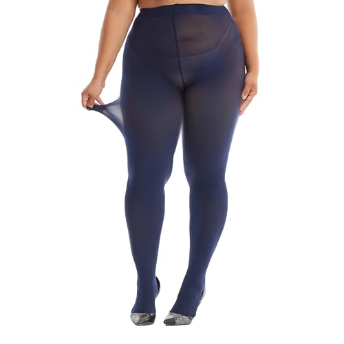Image of Frola Plus Size Tights for Women Semi Opaque Control Top High Waist Stockings 60 Denier Women's Pantyhose 2X 3X 4X 5X