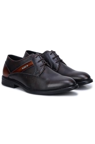 Image of OCIO Shoes Casual Derby Shoes for Men O4326 - Stylish Lace-Up Synthetic Leather Shoes with TPR Sole