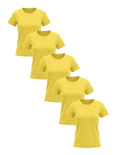 T-shirt jaune col rond femme XXL en coton doux pour éviter les irritations
