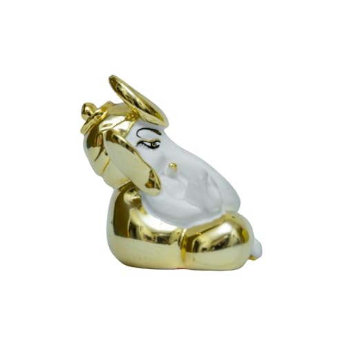 Image of Gold Plated Mini Chanda Ganesha | Ganpati Idol for Car Dashboard, Office Desk &, Pooja Room, Home Temple | Prosperity & Protection | Height 2.5 Inch