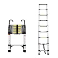 OCACA 8.5FT Telescopic Ladder, Telescopic Aluminum Alloy Multi-Purpose Folding Telescopic Ladder with Hooks and Triangular Support Frame, Suitable for Outdoor Work at Home or RV