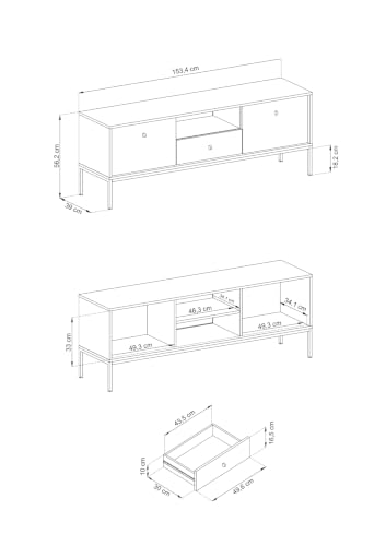 Mueble de TV azul marino de 154 cm para un salón moderno y elegante 4