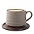 LILITURF Ceramic Coffee Tea Cup with Natural Black Walnut Wood Saucer, Elegant Coffee Mug Set, Unglazed Porcelain Arty Mug (Natural Earthiness Finish)