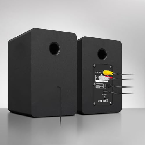 Image of Computer Speakers for Desktop PC, Active Bookshelf Speaker with 3 inch Carbon Fiber Woofer and Silk Film Tweeter, Supports Bluetooth 5.3, USB-C, AUX /RCA Input for Record Player TV - Black Stereo Set