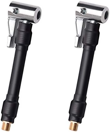 2PCs Air Inflator Hose Adapter Convert Twist On Connection to Lock On Connection, Locking Air Chuck with Air Hose and Standard Tire Valve Fine Thread