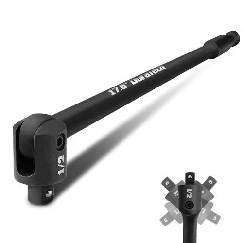 DURATECH Breaker Bar, 1/2'' Drive 17.5-Inch Breaker Bars Heavy Duty, with 240° Flex Head, Spring-loaded Detent Ball, CR-MO Head, Premium Black Phosphate Finish