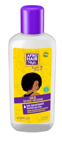 Novex Aceite Capilar AfroHair con Aceites de Ricino, Argán y Linaza para Hidratación, Ayuda a Controlar el Frizz y las Puntas Abiertas, Adecuado para Cabello Rizado y Crespo 200 ml