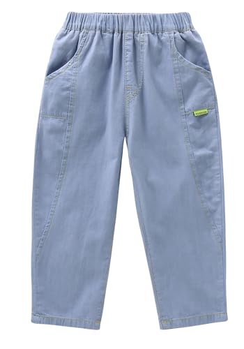 Happy Cherry Unisex Kids Demin Jeans Pants Elastic Waisted Casual Trousers with Pockets