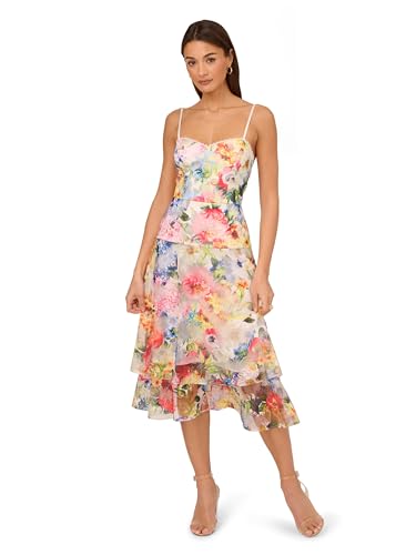 Image of Adrianna Papell Women's Printed Embroidered Midi Dress