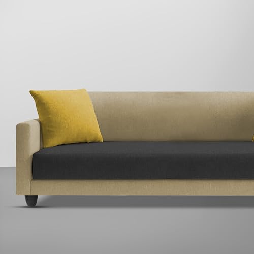 Image of Casaliving Dominic 3 Seater Sofa Set for Living Room (Cream Black Fabric) Premium Fabric Sofa