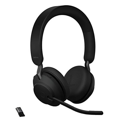 Jabra Evolve2 65 MS Wireless Headphones with Link380a, Stereo, Black – Bluetooth Headset for Calls and Music, 37 Hours of Battery Life, Passive Noise Cancelling