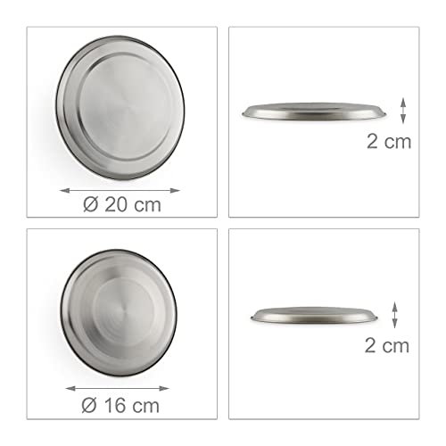 Relaxdays Herdabdeckplatten Edelstahl 4er Set, Herdplatten Abdeckung bis 20 cm Durchmesser Elektroherd Abdeckung, silber, 22 x 21 x 3.5 cm