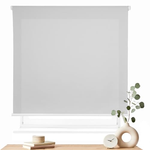 Estores Enrollables – Persiana Enrollable para Puertas y Ventanas con Cadena, protección de privacidad,60An x 180Al cm,Gris Claro