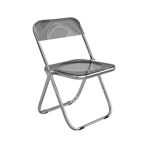 Silla de comedor plegable transparente para dormitorio y hogar, taburete de respaldo simple, elegante color gris, diseño que ahorra espacio para mesas de comedor modernas