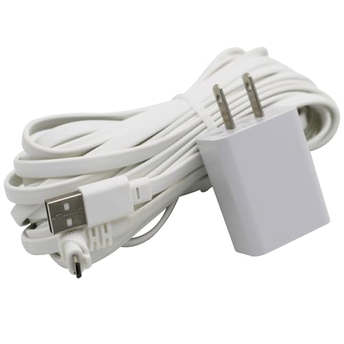 SEEHOM 25ft/7.6m Charger Replacement for Arlo Pro and Arlo Pro 2 Camera Power Adapter Indoor Outdoor Charging Cable Weatherproof Cord 5V Flat White.Micro USB